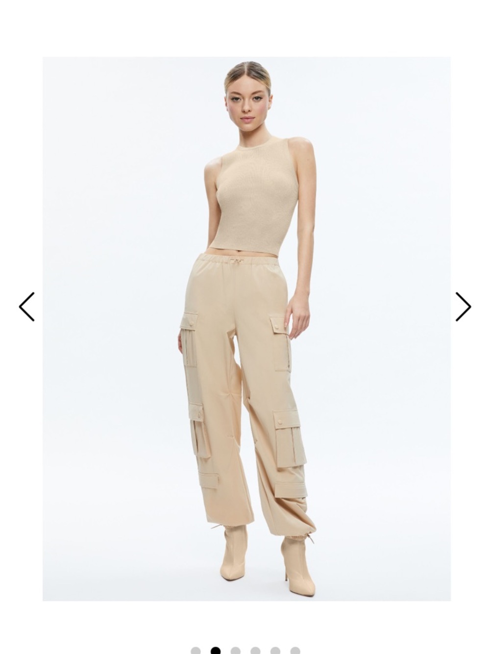 Alice + Olivia Shara Parachute Cargo Pant Size 0 NWT Color Almond